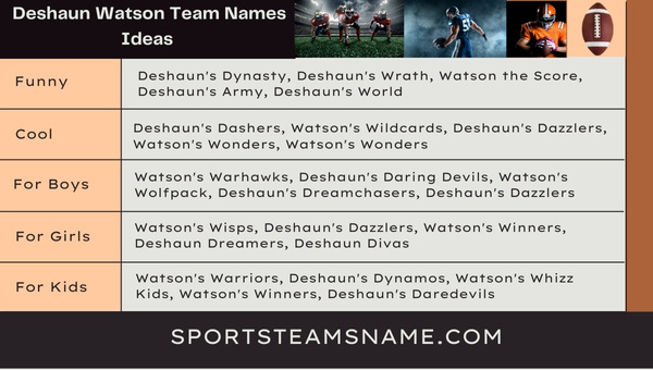 Deshaun Watson Team Names Ideas 