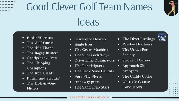 Good Clever Golf Team Names Ideas
