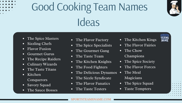 Good Cooking Team Names Ideas