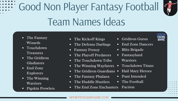 Good Non Player Fantasy Football Team Names Ideas 