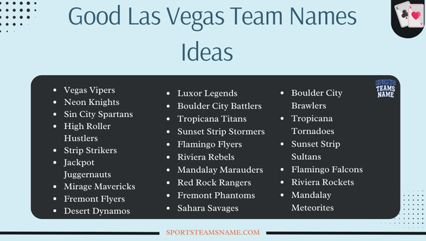 Good Las Vegas Team Names 
Ideas 