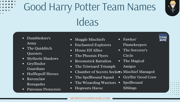 Good Harry Potter Team Names Ideas 