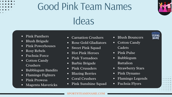Good Pink Team Names Ideas