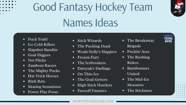 Good Fantasy Hockey Team Names Ideas