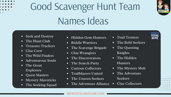 Good Scavenger Hunt Team Names Ideas