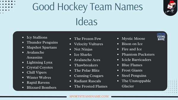 Good Hockey Team Names Ideas 