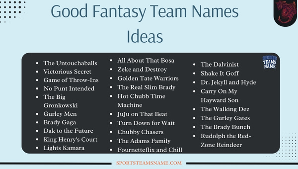 Good Fantasy Team Names Ideas