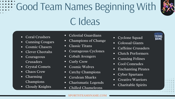 Good Team Names Beginning With C Ideas 