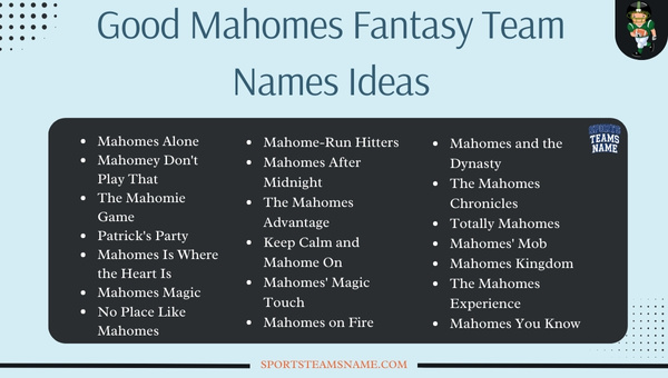 Good Mahomes Team Names Ideas 