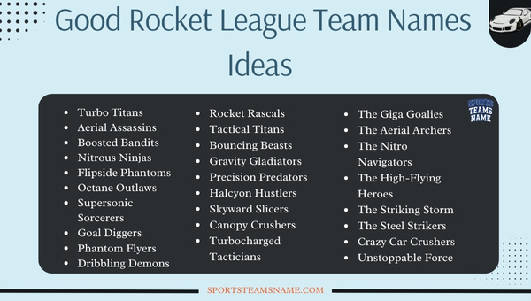 Good Rocket League Team Names Ideas 