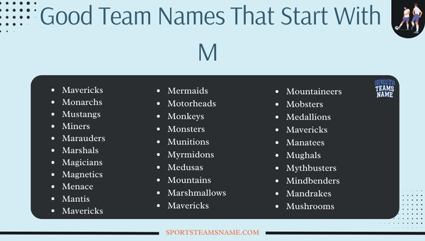 Good Team Names That Start With M
