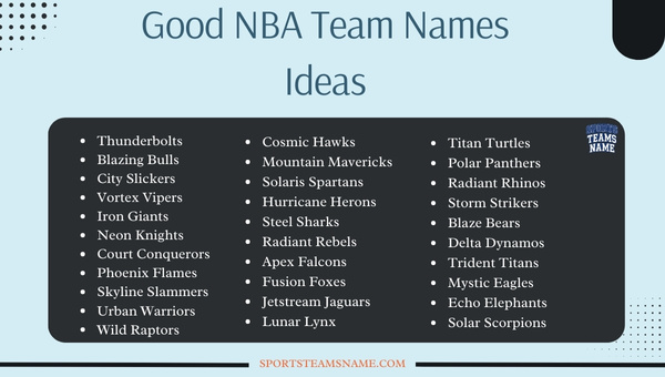Good NBA Team Names Ideas 