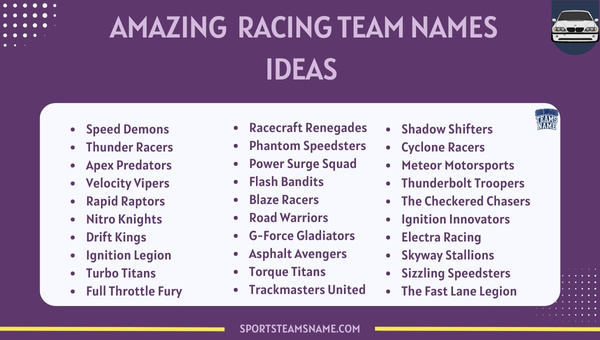 Amazing Racing Team Names Ideas 