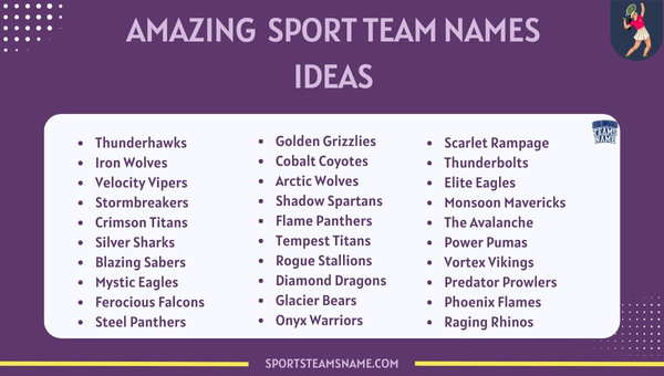 Amazing Sports Team Names Ideas 