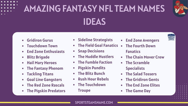 Amazing NFL Fantasy Team Names Ideas 