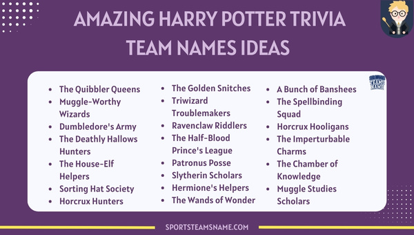 Amazing Harry Potter Trivia Team Names Ideas 