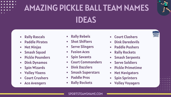 Amazing Pickle Ball Team Names Ideas 