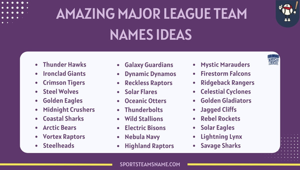 Amazing Major League Team Names Ideas 