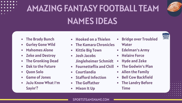 Amazing Fantasy Football Team Names Ideas 