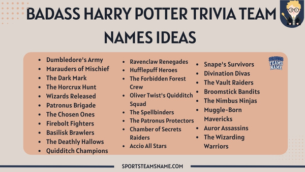 Badass Harry Potter Trivia Team Names Ideas 