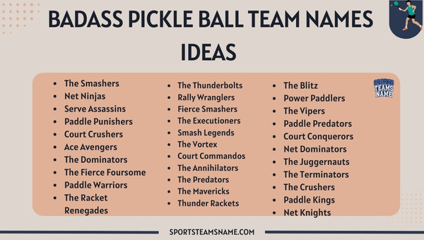 Badass Pickle Ball Team Names Ideas 