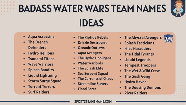 Badass Water Wars Team Names Ideas 