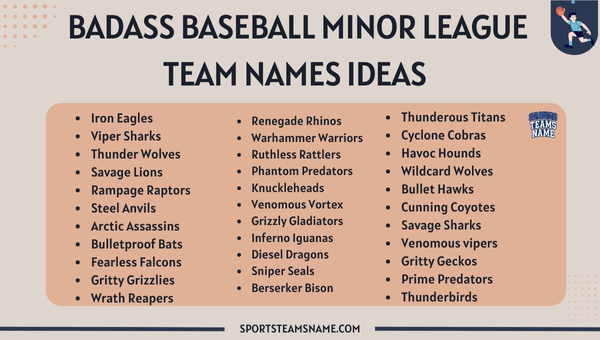 Badass Baseball Minor League Team Names Ideas 