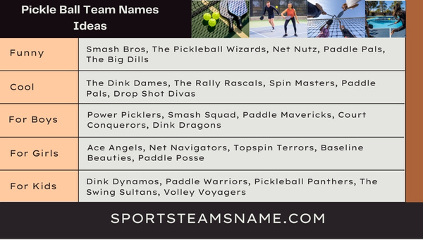 Pickle Ball Team Names Ideas 