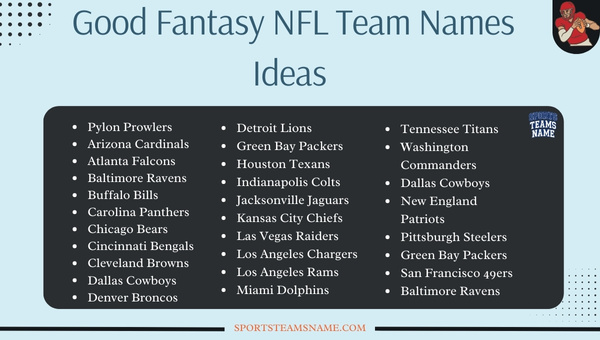 Good NFL Fantasy Team Names Ideas 