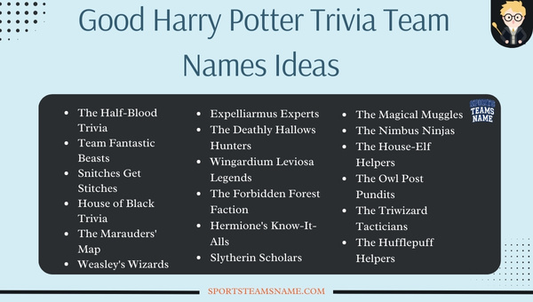 Good Harry Potter Trivia Team Names Ideas 