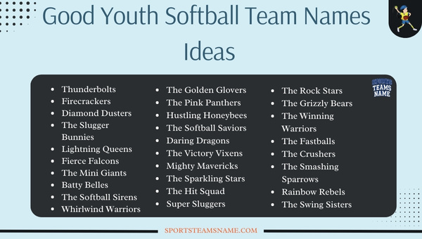 Good Youth Softball Team Names Ideas