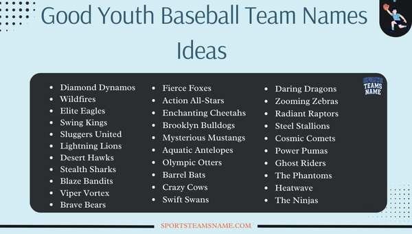 Good Youth Baseball Team Names Ideas